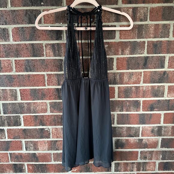 Md Y2K VTG Victoria’s Secret Very Sexy Babydoll Slip Dress Silk Halter Sequin - Picture 1 of 8